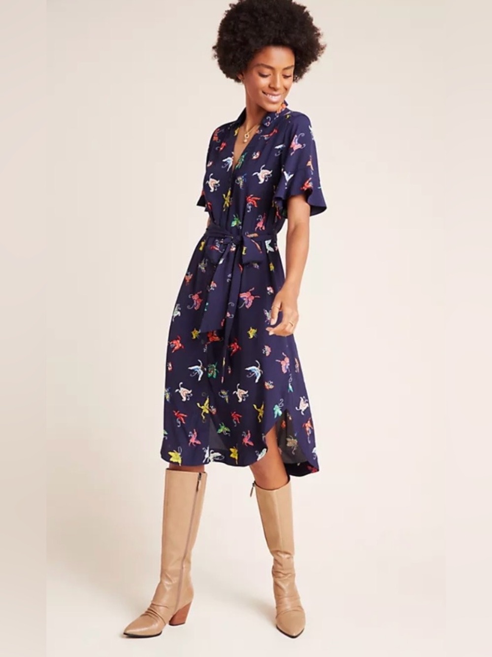 Anthropologie Maeve Flutterby Midi Dress Small